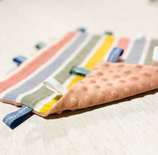 Pink/yellow/blue/green tag lovey - Image 2