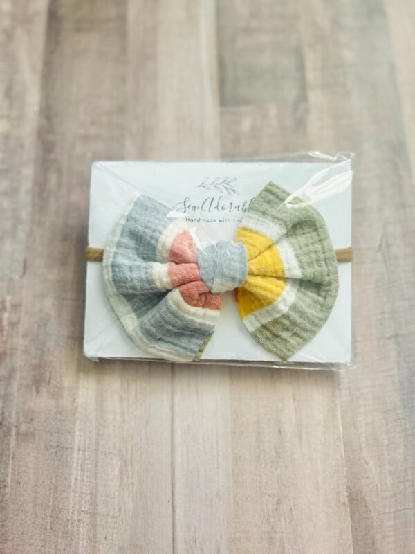 Blue/green/pink/yellow striped headband
