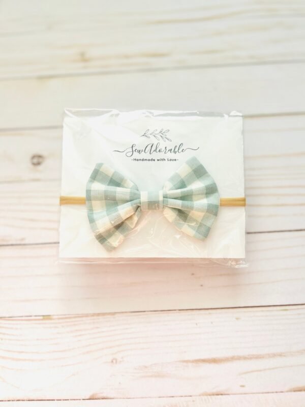 Blue gingham headband