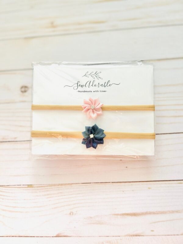 Pink/navy flower headbands