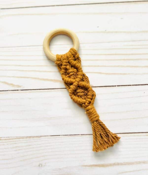 Brown macrame teether