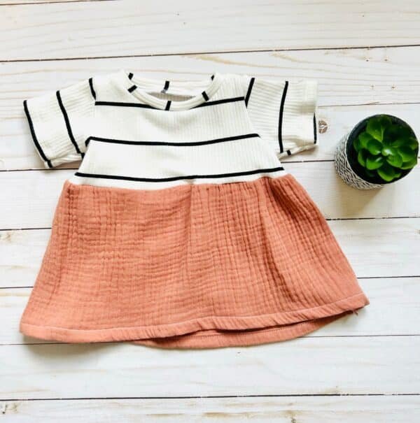 Pink/white striped tunic