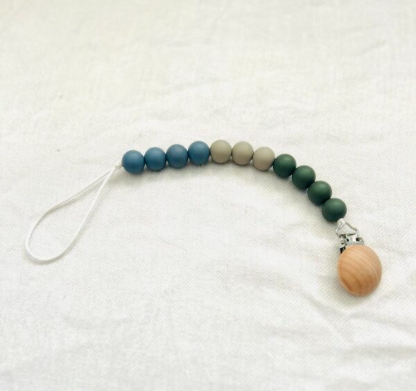 Blue/tan/army green Paci clip