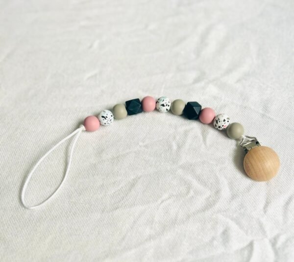 Black/gray/pink design Paci clip