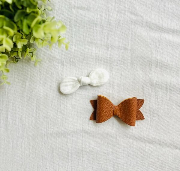 White/leather bows