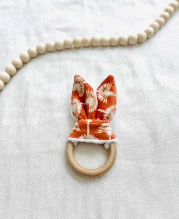 Burnt orange floral teether