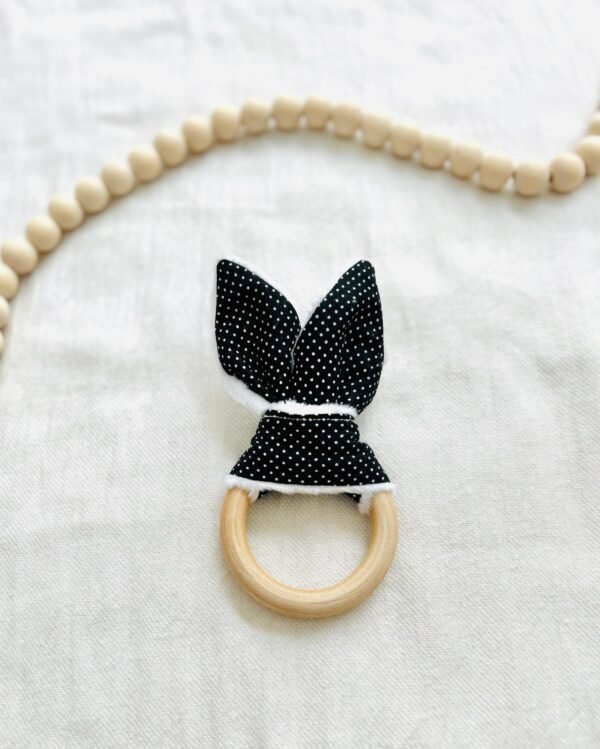 Black polkadot teether